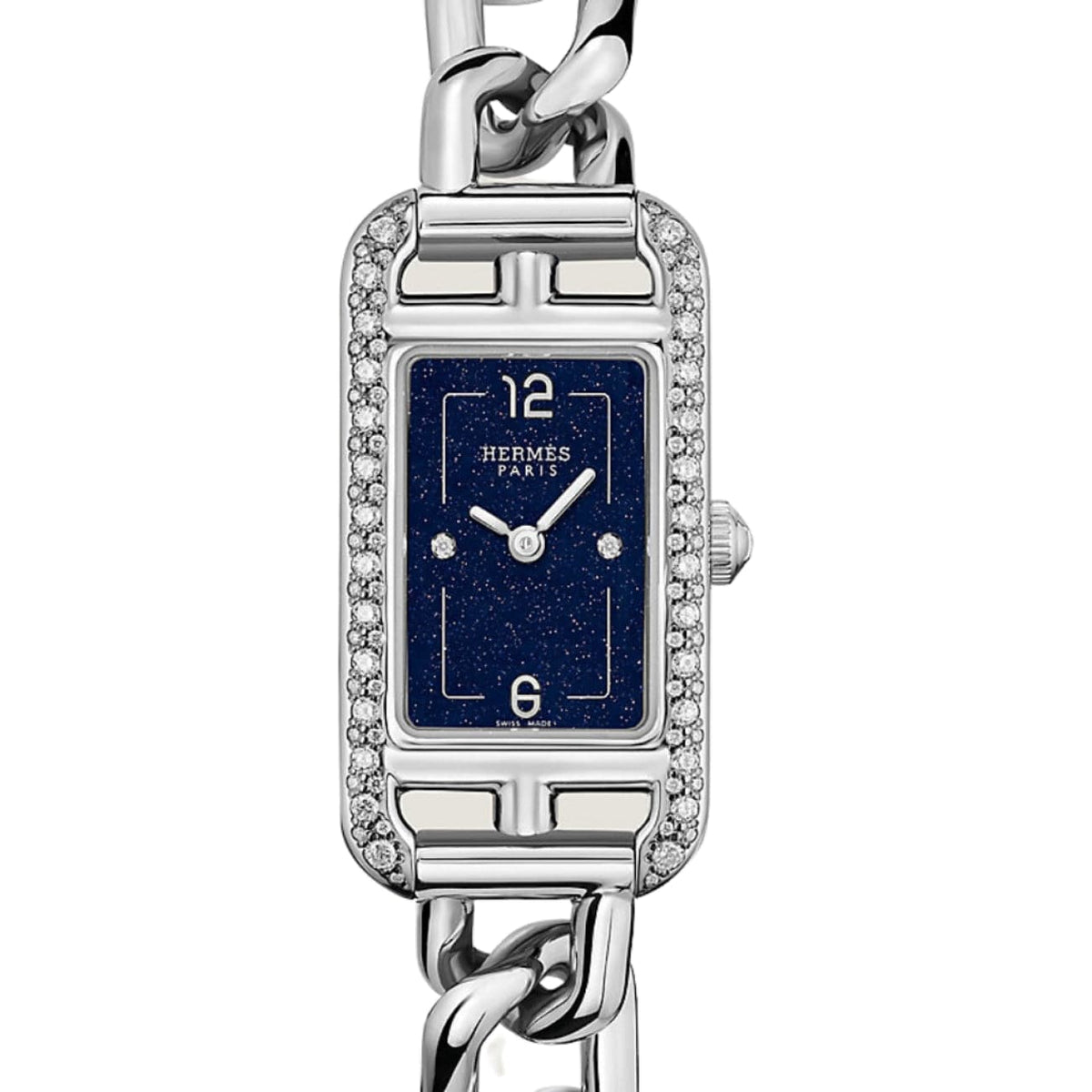 Hermès Watches - NANTUCKET - BLUE AVENTURINE DIAMOND SET SMALL WATCH | Manfredi Jewels