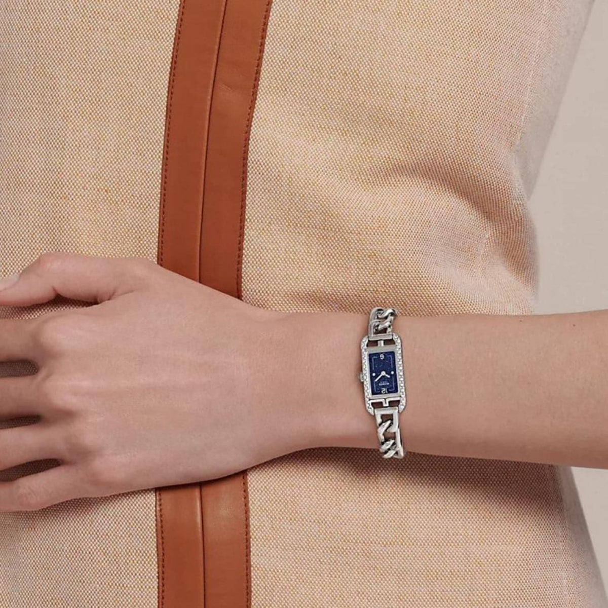 Hermès Watches - NANTUCKET - BLUE AVENTURINE DIAMOND SET SMALL WATCH | Manfredi Jewels