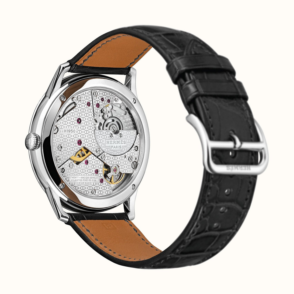 Hermès Watches - SLIM D - GRAINED DARK GREY HERMES LARGE WATCH | Manfredi Jewels