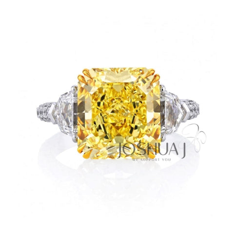 Platinum & 18K Yellow gold Intense Yellow Diamond 6.75ct Ring