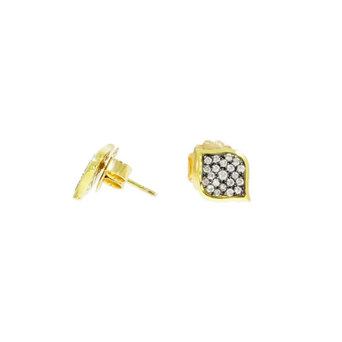 Lauren K Jewelry - Blackened Petra Diamond 18K Yellow Gold Stud Earrings | Manfredi Jewels