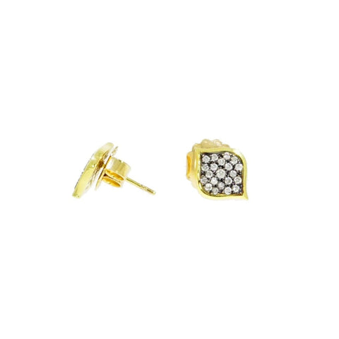 Blackened Petra Diamond 18K Yellow Gold Stud Earrings
