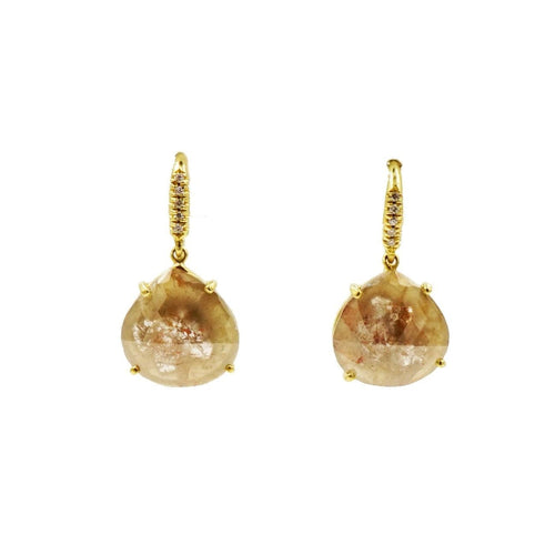 Lauren K Jewelry - Natural Raw Diamonds 18K Yellow Gold Earrings | Manfredi Jewels