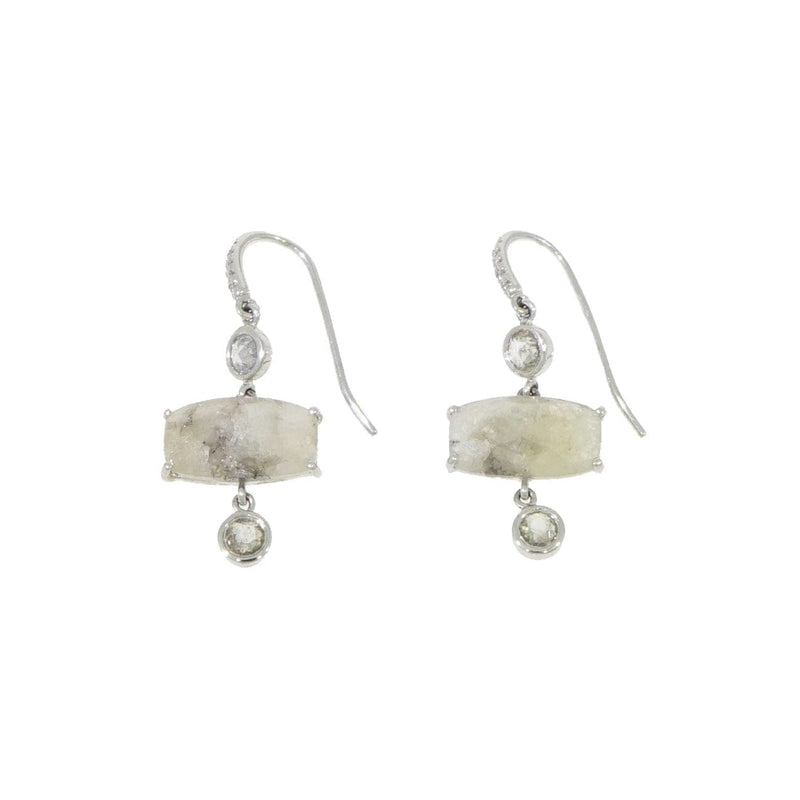 Lauren K Jewelry - Natural Silver Diamonds 18K White Gold Drop Earrings | Manfredi Jewels
