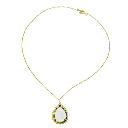 Lauren K Jewelry - Pear Shaped Moonstone And Diamond 18K Yellow Gold Pendant | Manfredi Jewels