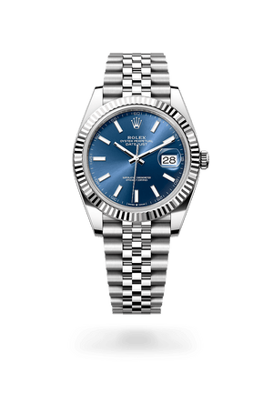 Rolex Datejust 41 in White Rolesor and Bright Blue, M126334-0002| Manfredi Jewels