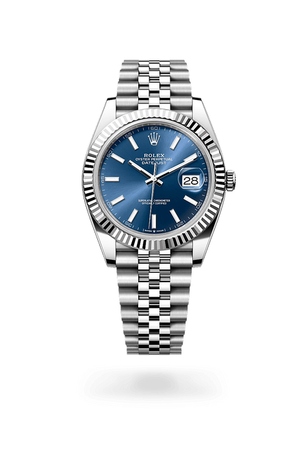Rolex Datejust 41 in White Rolesor and Bright Blue, M126334-0002| Manfredi Jewels