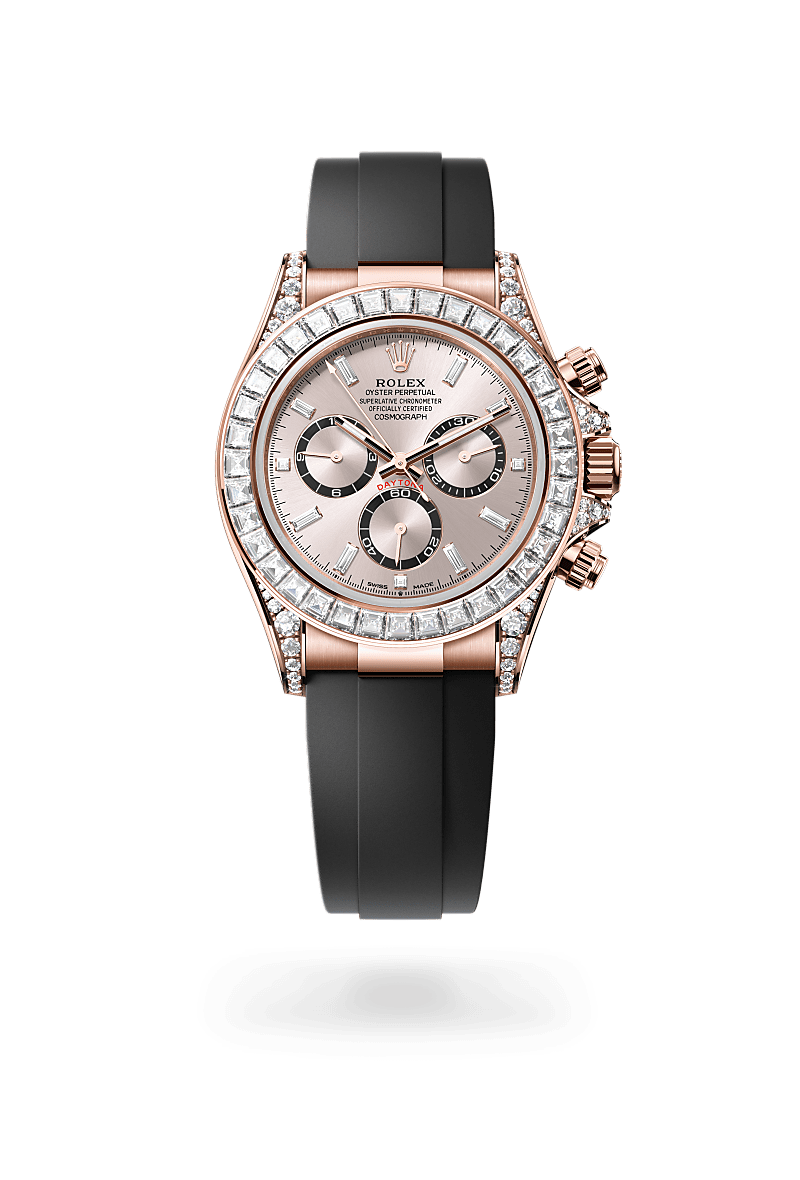 Rolex Cosmograph Daytona in Everose Gold andSundust, bright black counter rings set with diamonds Dial, M126535TBR-0002 | Manfredi Jewels