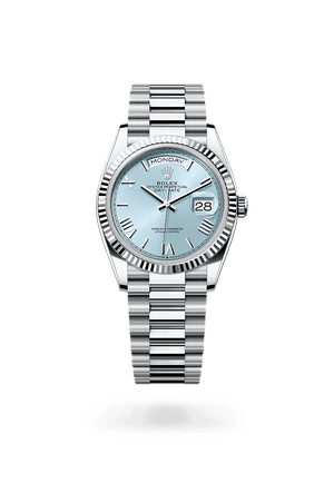 Rolex Day-Date 36 in Platinum and Ice Blue, M128236-0018 | Manfredi Jewels