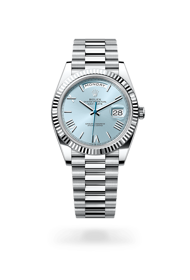 Rolex Day-Date 40 in Platinum and Ice Blue Dial, M228236-0012 | Manfredi Jewels
