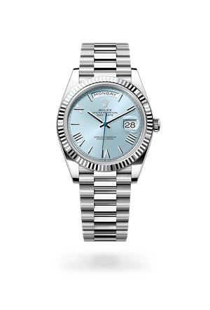 Rolex Day-Date 40 in Platinum and Ice Blue Dial, M228236-0012 | Manfredi Jewels