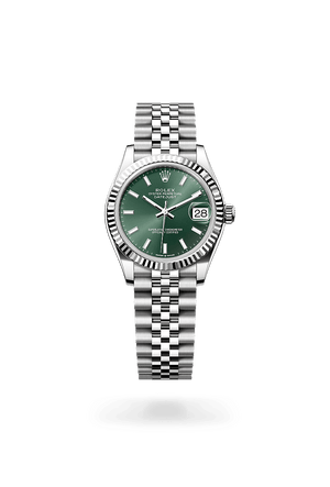 Rolex Datejust 31 in White Rolesor and Mint Green Dial, M278274-0018 | Manfredi Jewels