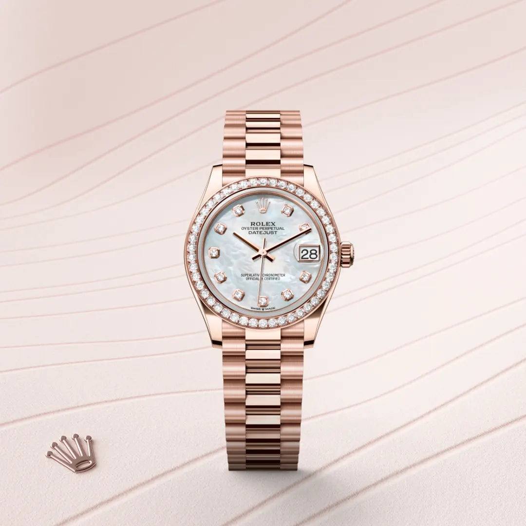 Rolex Datejust 31 in Everose Gold and Diamonds, m278285rbr-0005 - Manfredi Jewels