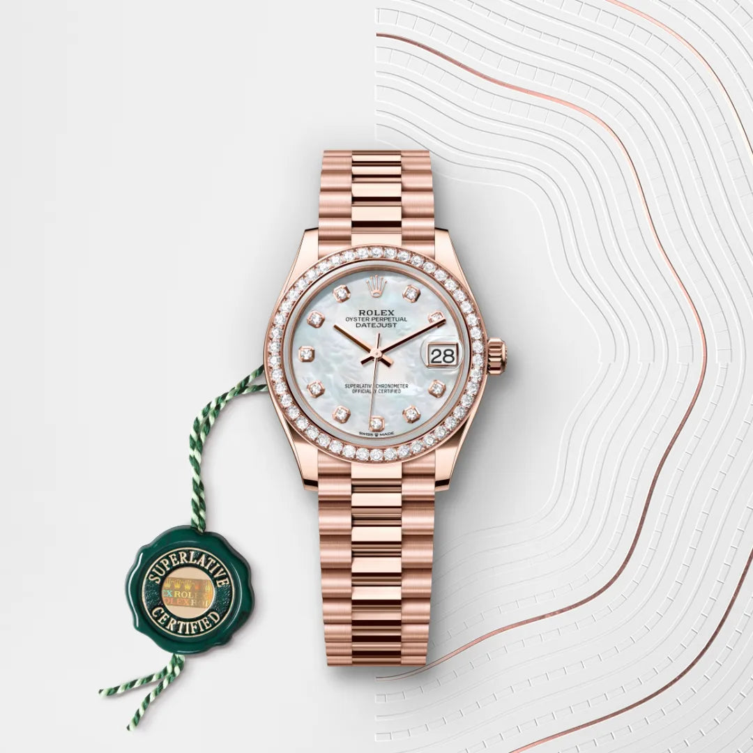 Rolex Datejust 31 in Everose Gold and Diamonds, m278285rbr-0005 - Manfredi Jewels