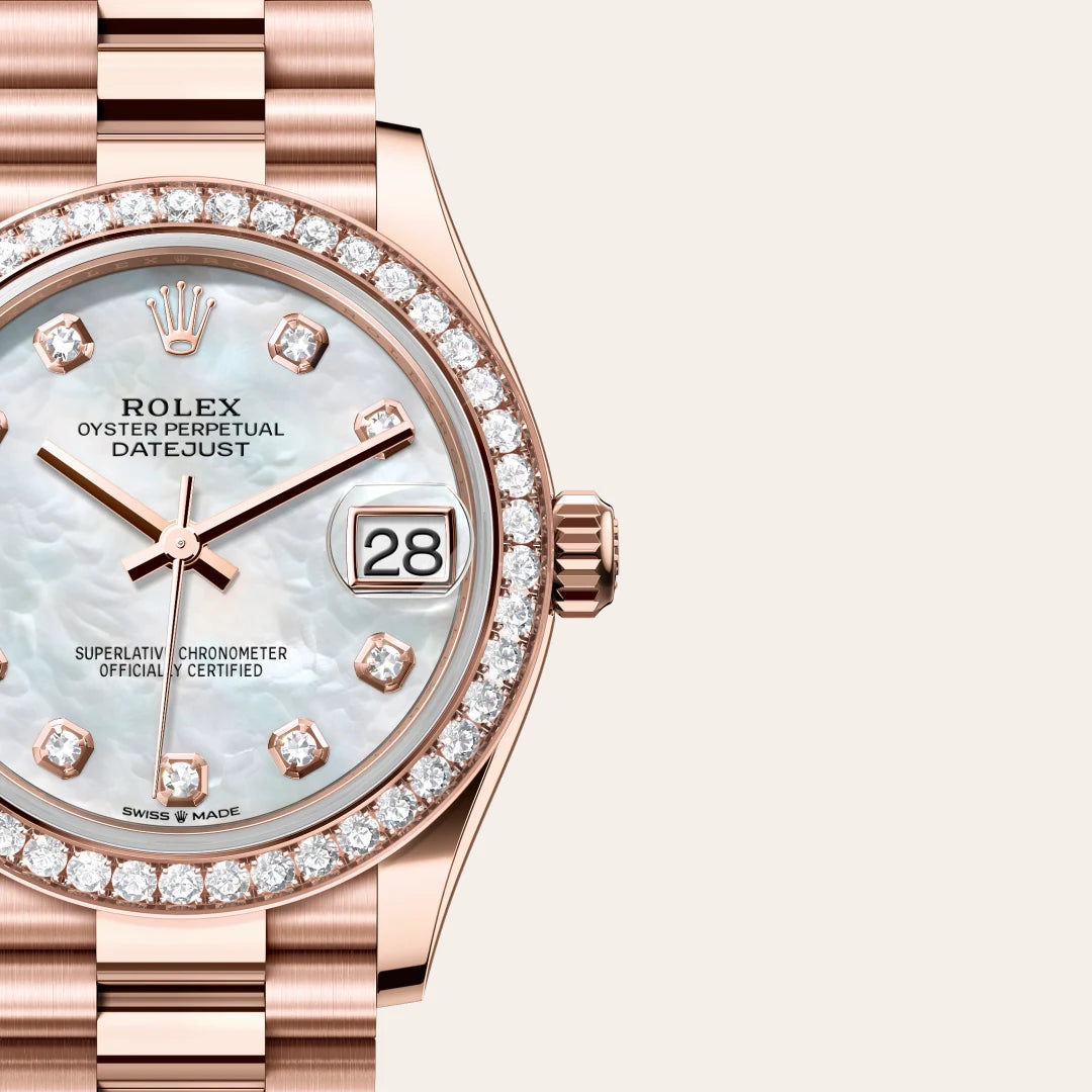 Rolex Datejust 31 in Everose Gold and Diamonds, m278285rbr-0005 - Manfredi Jewels