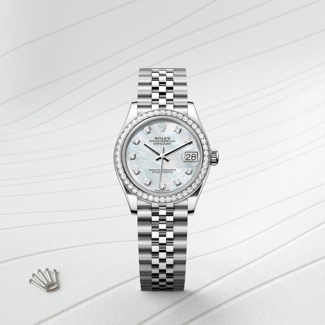 Rolex Datejust 31 in Oystersteel, White Gold and Diamonds, m278384rbr-0008 - Manfredi Jewels