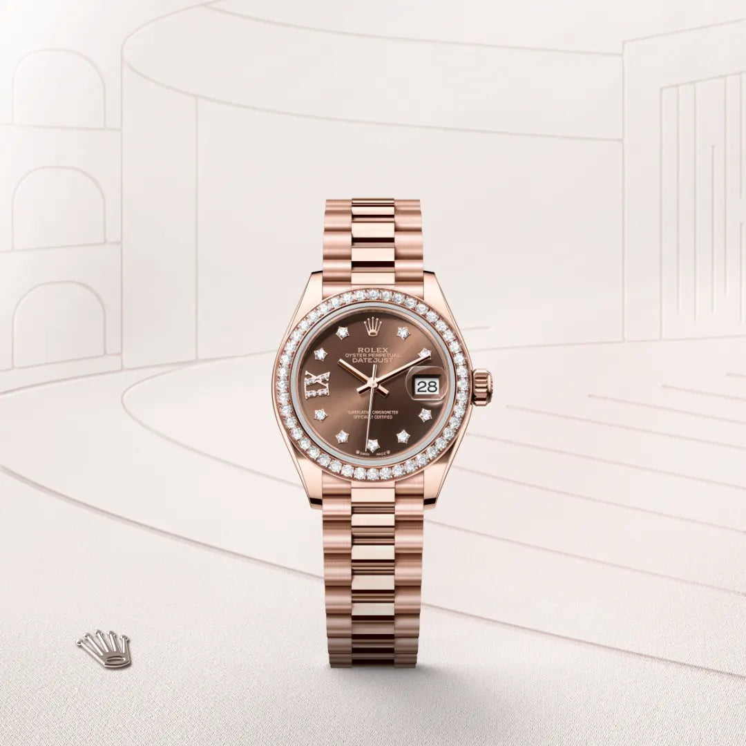 Rolex Lady-Datejust in Everose Gold and Diamonds, M279135RBR-0001 - Manfredi Jewels