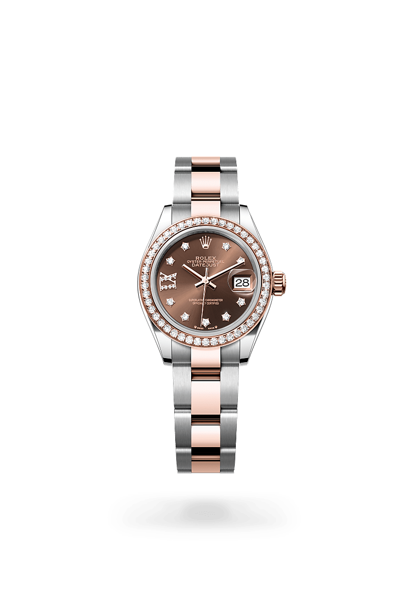 Rolex Lady Datejust 28 in Everose Roselor and Chocolate set with diamonds Dial M279381RBR 0004