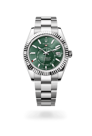 Rolex Sky-Dweller in White Rolesor and Mint Green Dial, m336934-0001 | Manfredi Jewels