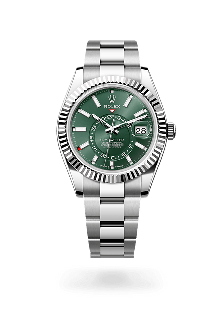 Rolex Sky-Dweller in White Rolesor and Mint Green Dial, m336934-0001 | Manfredi Jewels