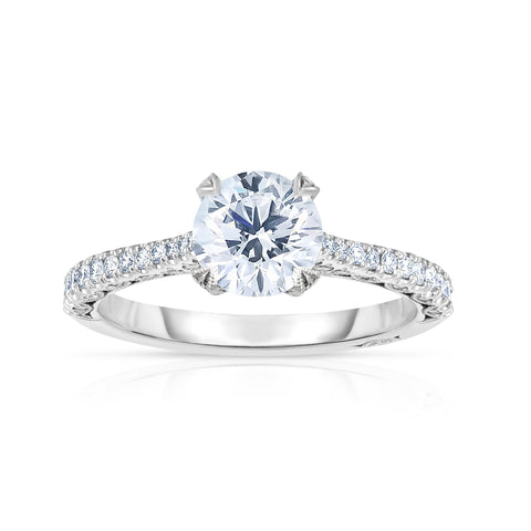 1.18CT ROUND CUT PAVE ENGAGEMENT RING