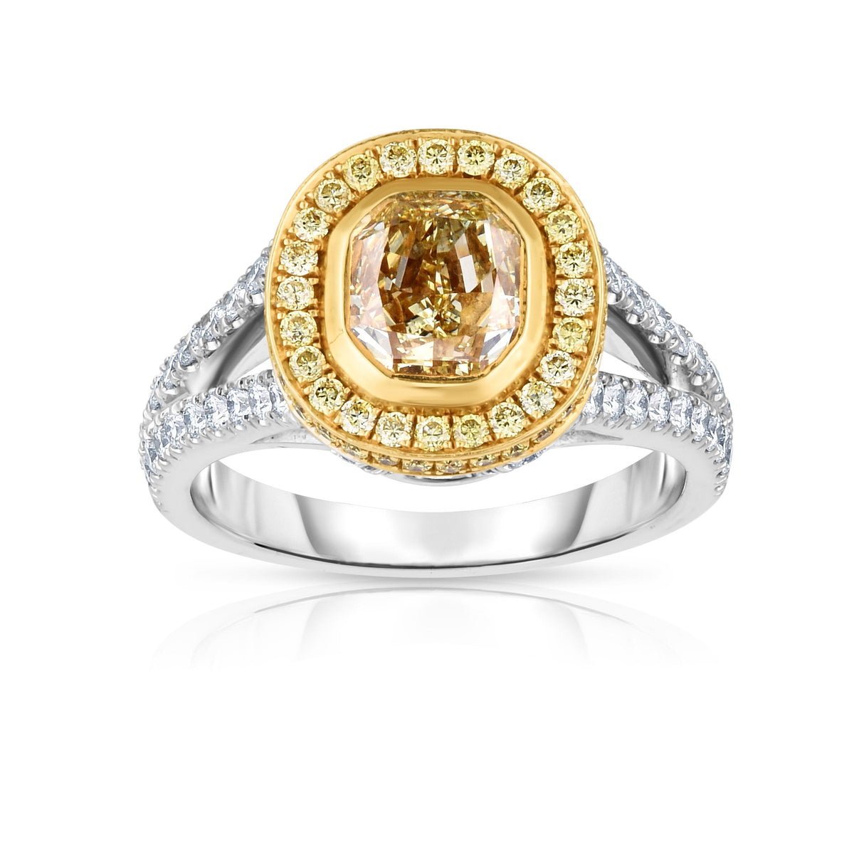 Manfredi Jewels Engagement - 1.67CT FANCY YELLOW CUSHION CUT ENGAGEMENT RING | Manfredi Jewels