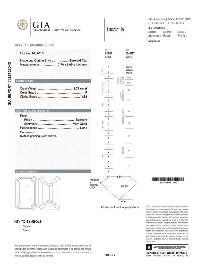 Manfredi Jewels Engagement - 1.77CT EMERALD CUT RING