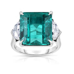 Manfredi Jewels Engagement - 11.60CT THREE STONE EMERALD CUT RING r