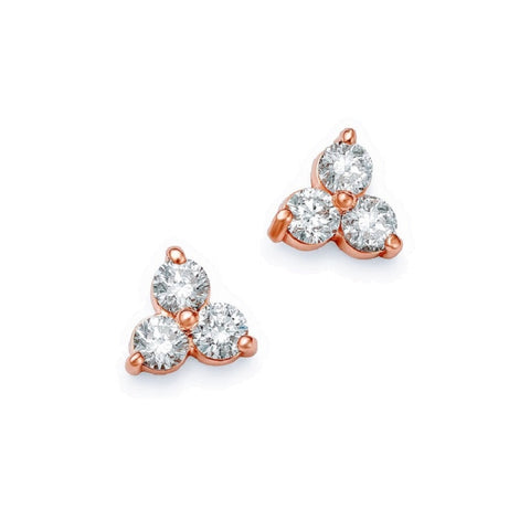 14K Rose Gold 0.40 ct Diamond Cluster Earrings