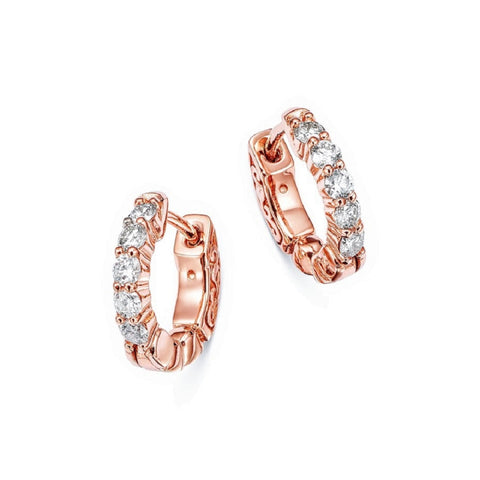 14K Rose Gold 0.5 ct Diamond Hoop Earrings