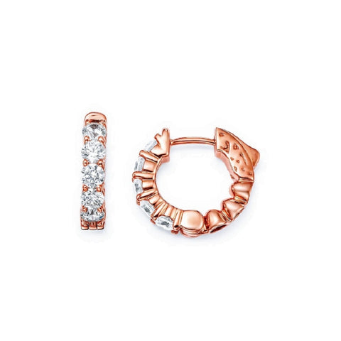 14K Rose Gold 1.5 ct Diamond Hoop Earrings