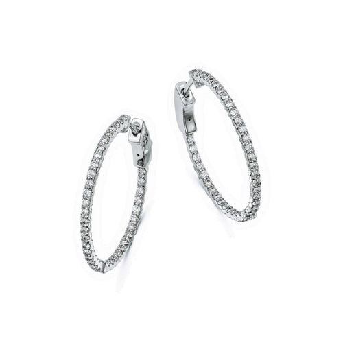 Manfredi Jewels Jewelry - 14K White Gold 0.75 ct Diamond Inside Outside Hoop Earrings | Manfredi Jewels