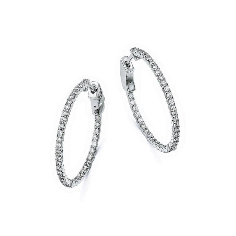 Manfredi Jewels Jewelry - 14K White Gold 0.75 ct Diamond Inside Outside Hoop Earrings