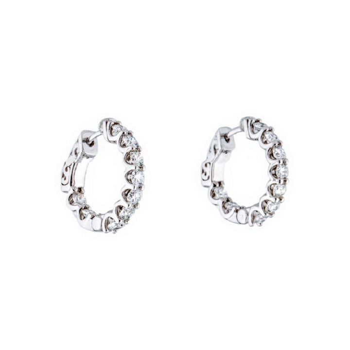Manfredi Jewels Jewelry - 14K White Gold 1.77 ct Diamond Inside Outside Hoop Earrings | Manfredi Jewels