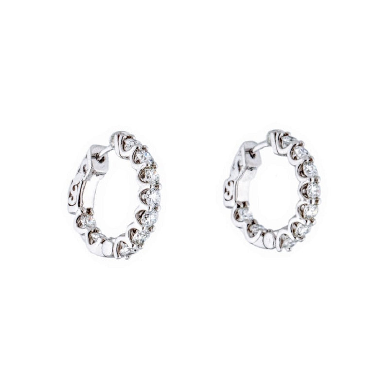 Manfredi Jewels Jewelry - 14K White Gold 1.77 ct Diamond Inside Outside Hoop Earrings | Manfredi Jewels
