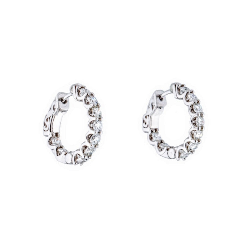 Manfredi Jewels Jewelry - 14K White Gold 1.77 ct Diamond Inside Outside Hoop Earrings