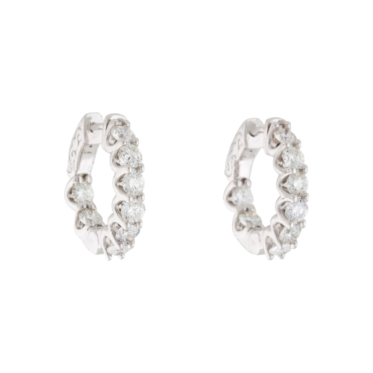 Manfredi Jewels Jewelry - 14K White Gold 2.0 ct Diamond Inside Outside Hoop Earrings | Manfredi Jewels
