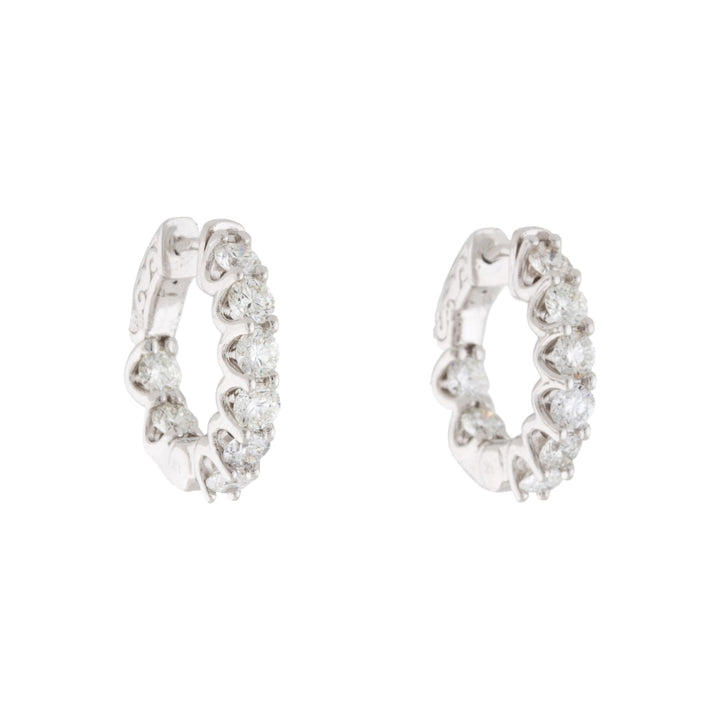 Manfredi Jewels Jewelry - 14K White Gold 2.0 ct Diamond Inside Outside Hoop Earrings | Manfredi Jewels
