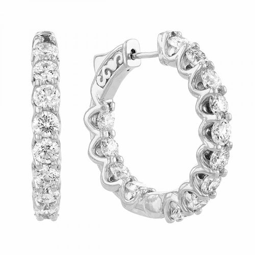 Manfredi Jewels Jewelry - 14K White Gold 3.9 ct Diamond Inside Outside Hoop Earrings