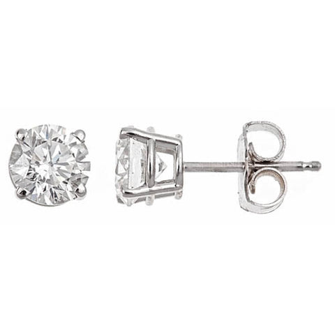 14K White Gold Diamond 0.60 ct Basket Stud Earrings