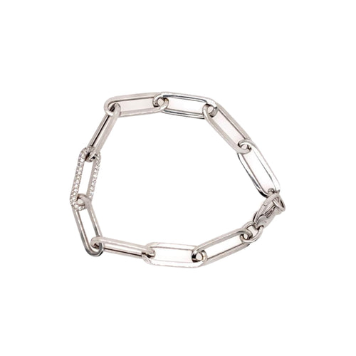 Manfredi Jewels Jewelry - 14K White Gold Diamond Paperclip Bracelet