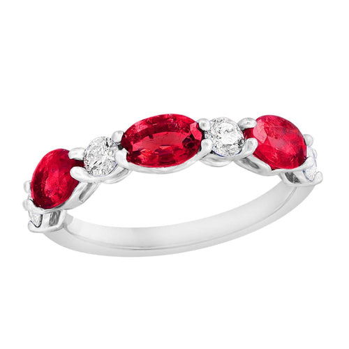 Manfredi Jewels Engagement - 14K White Gold Rubies & Diamond Ring | Manfredi Jewels