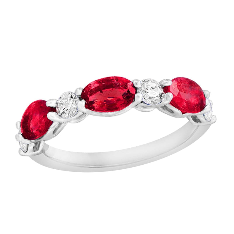 Manfredi Jewels Engagement - 14K White Gold Rubies & Diamond Ring