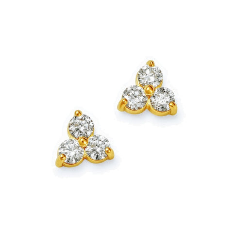 14K Yellow Gold 0.20 ct Diamond Cluster Earrings
