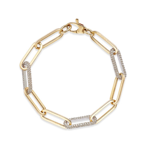 Manfredi Jewels Jewelry - 14K Yellow Gold Diamond Paperclip Bracelet