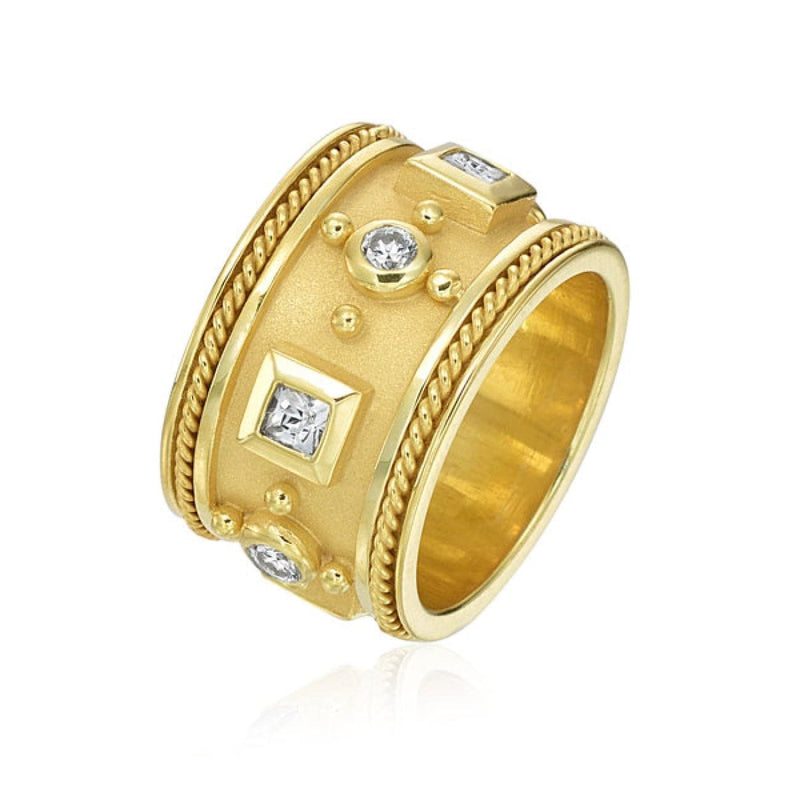 Manfredi Jewels Jewelry - 14K Yellow Gold Etruscan Wide Band Ring | Manfredi Jewels