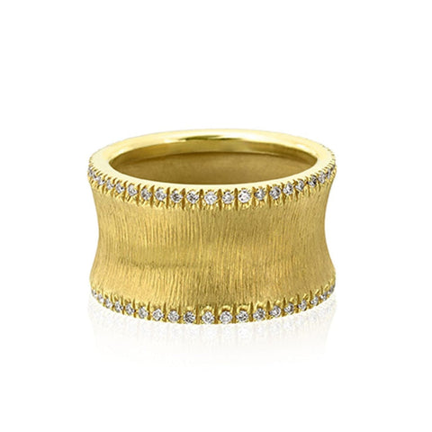14K Yellow Gold Wide Florentine Band Ring