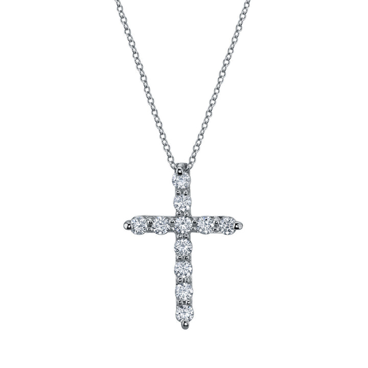 Manfredi Jewels Jewelry - 18K White Gold 2.63 ct Round Diamond Cross Pendant Necklace | Manfredi Jewels