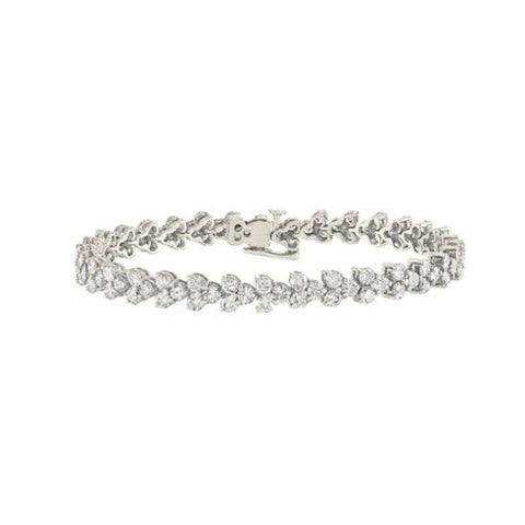 18K White Gold Diamond Cluster Bracelet