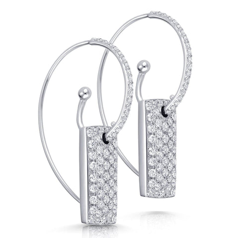 18K White Gold Pave Diamond 1.94 ct Earrings